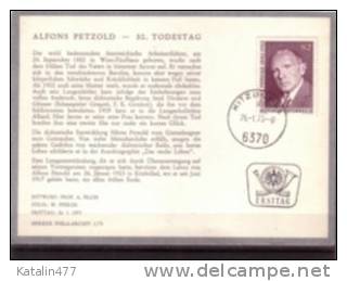 Austria, 1973. 50. Todestag  Von Alfons Petzold, Dichter  - Card With First Day Cancellation - Cartas & Documentos