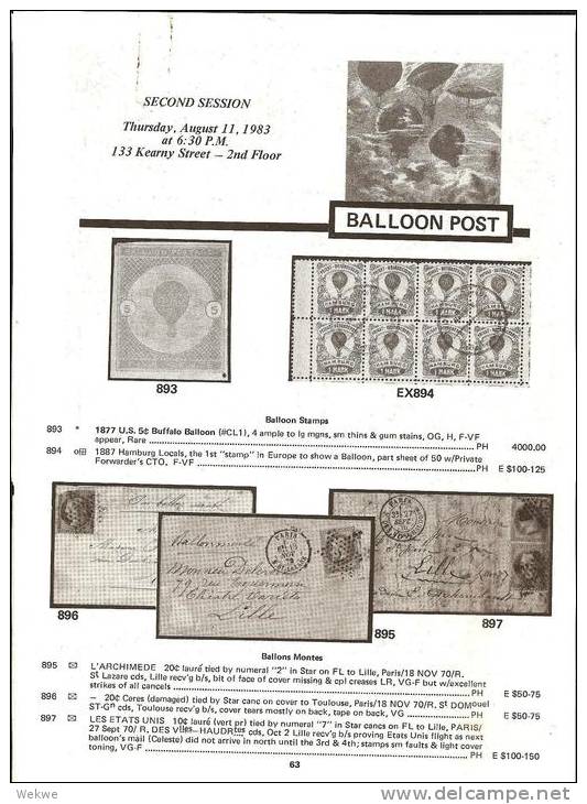 Early Balloons (stamps And Entires) On 4 Pages With Prices In US $ - Otros & Sin Clasificación