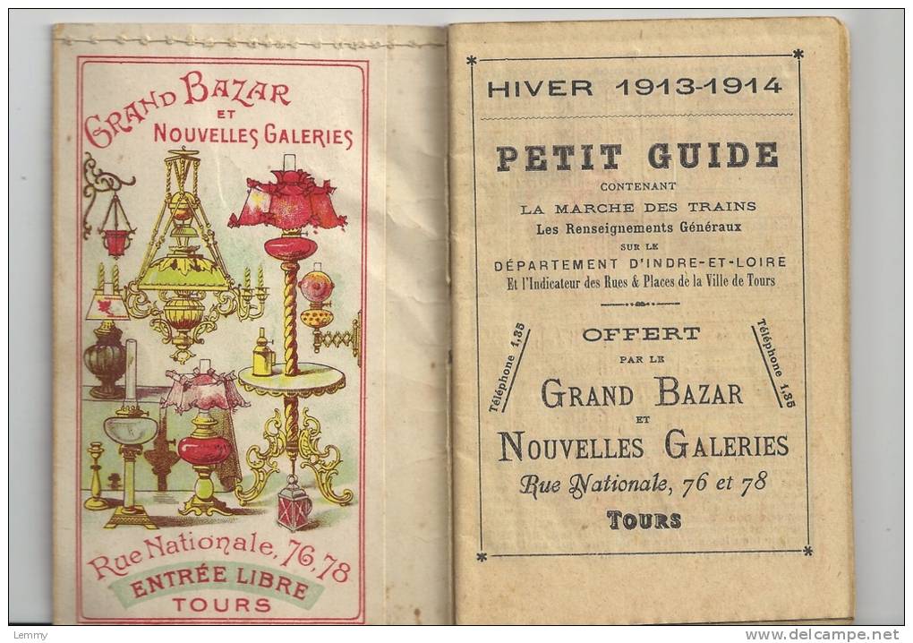 37 - TOURS - PETIT GUIDE DU GRAND BAZAR ET NOUVELLES GALERIES  - HIVER 1913-14 - MARCHE DES TRAINS - MARCHES - - Tours