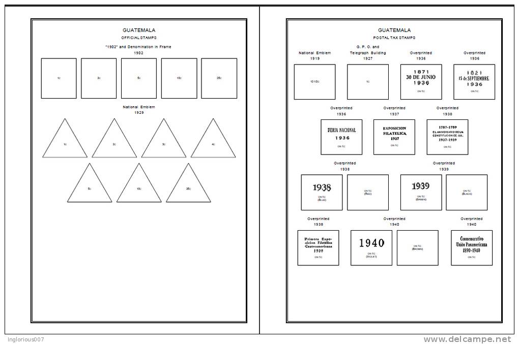GUATEMALA STAMP ALBUM PAGES 1871-2011 (181 pages)