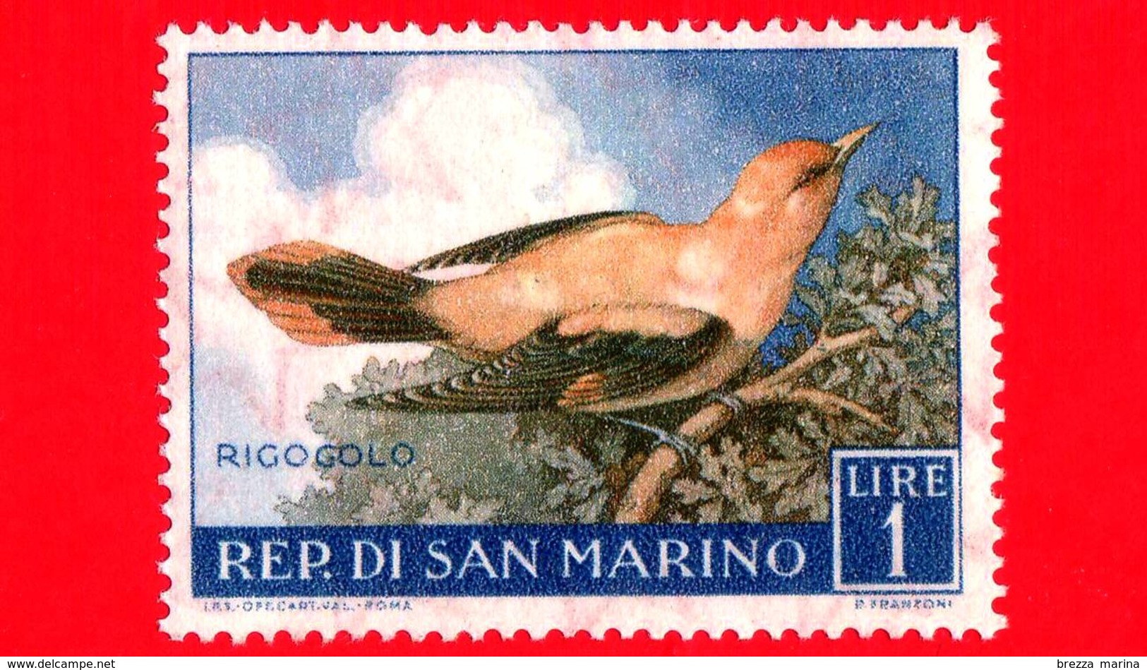 Nuovo - MH - SAN MARINO - 1960 - Fauna Avicola - Uccelli - 1 L. &bull; Rigognolo - Nuovi