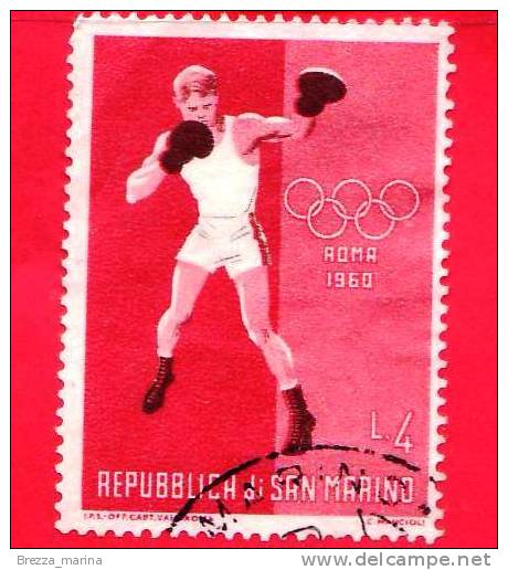 SAN MARINO - 1960 - USATO - Olimpiadi Di Roma - 4 L. • Pugilato • Rosso E Bruno - Oblitérés
