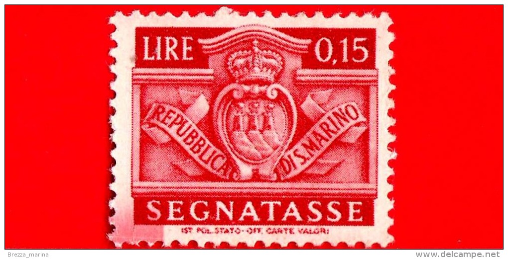 SAN MARINO - 1945 - NUOVO - Stemma - Segnatasse - 15 C. • Stemma Di San Marino • Rosso - Timbres-taxe