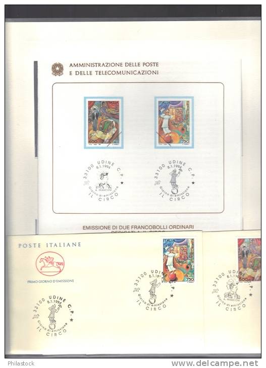 ITALIE Année 1994  timbres **  & FDC  complets dans album avec reliure des Postes italiennes