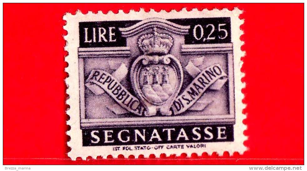 SAN MARINO - 1945 - NUOVO - Stemma - Segnatasse - 25 C. • Stemma Di San Marino • Violetto - Postage Due