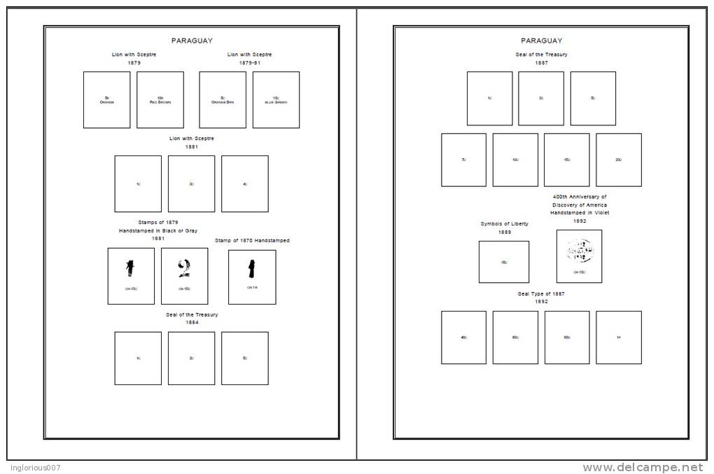 PARAGUAY STAMP ALBUM PAGES 1870-2008 (771 Pages) - Inglés
