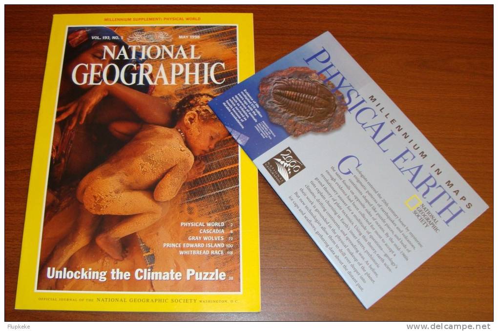 National Geographic U.S. May 1998 With Millenium In Map Physical Earth Climate Puzzle Physical World - Travel/ Exploration