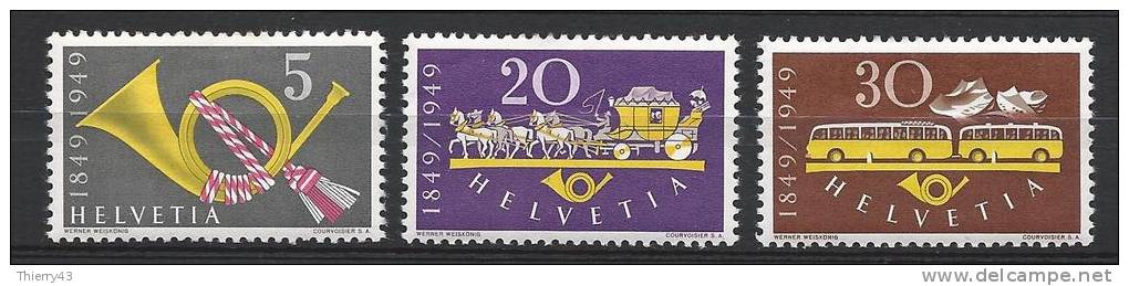 Suisse, Schweiz, Helvetia 1949 - Centenaire Des Postes Fédérales  Y&amp;T 471-73  Mi. 519-21  MH, Avec Charniere - Ungebraucht