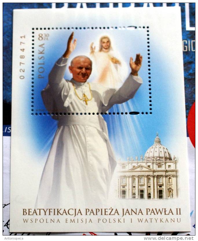 POLONIA 2011 - BEATIFICATION POPE WOITILA SPLENDID MINISHEET JOINT EMISSION VATICAN&POLAND MNH** - Blocs & Hojas