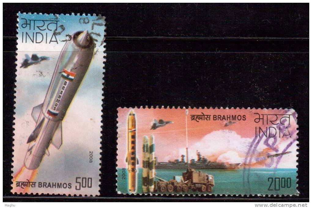 India Used 2008, Set Of 2,  Brahmos, Missile, Airplane, Militaria - Gebraucht