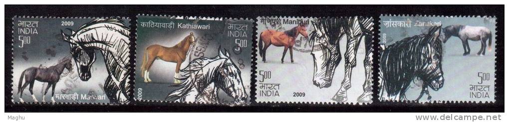 India Used 2009, Set Of 4, Horses - Oblitérés