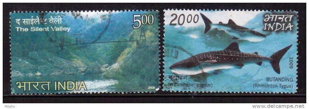 India Used 2009, Set Of 2, Joint Issue, Philippines, Marine Life, Dolphin, Nature - Gebraucht