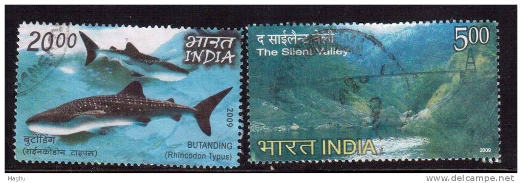 India Used 2009, Set Of 2, Joint Issue, Philippines, Marine Life, Dolphin, Nature - Oblitérés