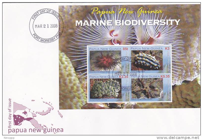 Papua New Guinea -2008  Marine Biodiversity Sheetlet   FDC - Papúa Nueva Guinea