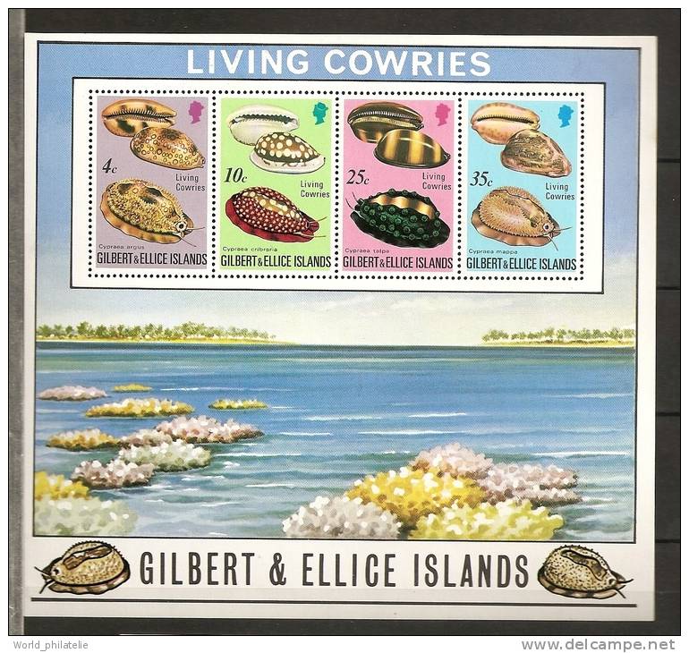 Gilbert & Ellice 1975 N° BF 2 ** Coquillages, Plages, Cypraea Argus, Cribaria, Talpa, Mappa - Gilbert & Ellice Islands (...-1979)