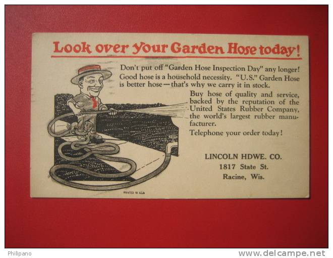 Look Over Your Garden Hose Lincoln Hdwe Racine Wi 1924 Cancel =  ===   =ref 320 - Racine