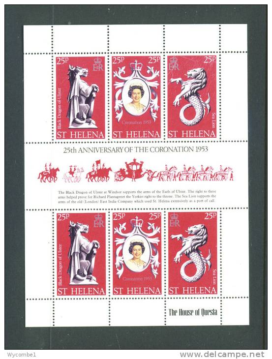 ST HELENA  -  1978  Coronation Anniversary  Miniature Sheet  UM - St. Helena