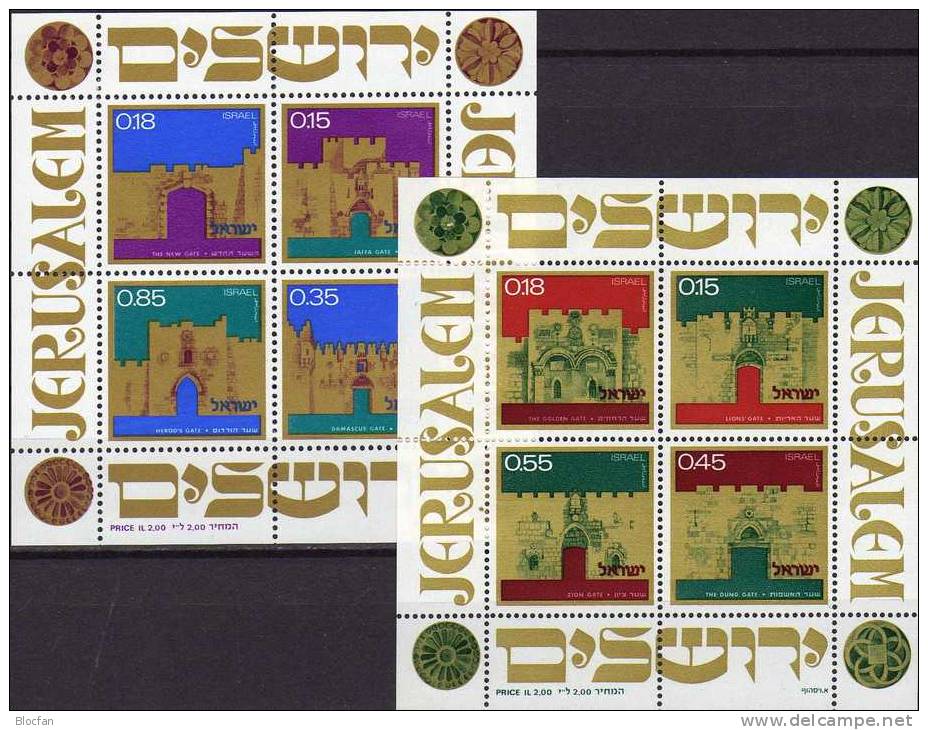 Stadttore Jerusalem 1971/72 Israel Block 8 Plus 9 ** 10€ Goldenes- Zion- Damaskus- Herodes-Tor Architectur Sheet Of Asia - Lots & Serien