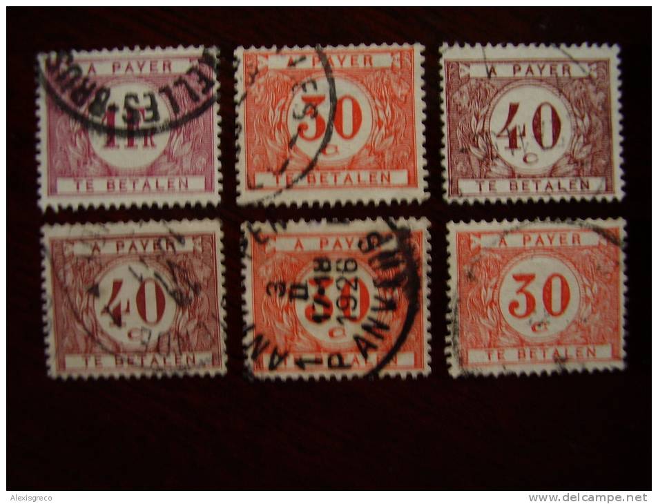 BELGIUM 1919 POSTAGE DUES THREE VALUES USED (total Of Six Stamps). - Used Stamps