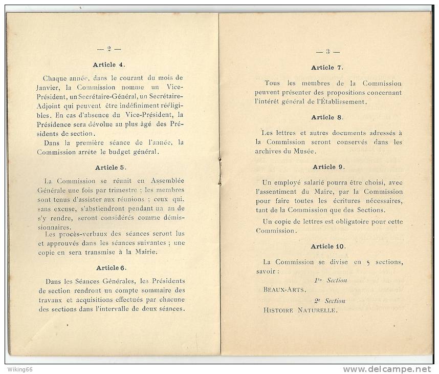 DUNKERQUE  1895 Reglement Du Musée - Non Classés