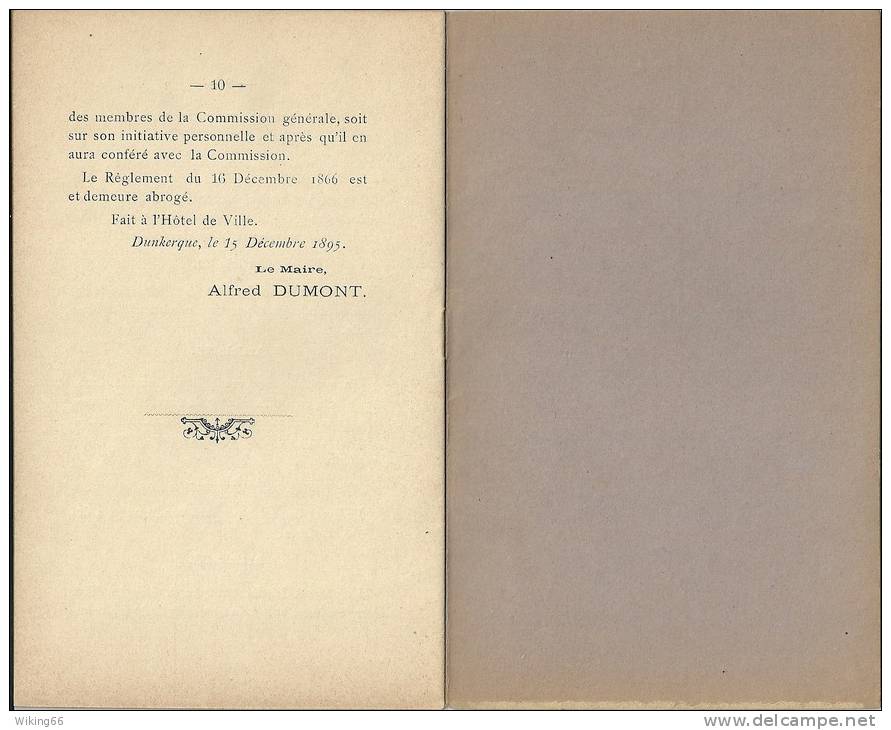 DUNKERQUE  1895 Reglement Du Musée - Non Classificati