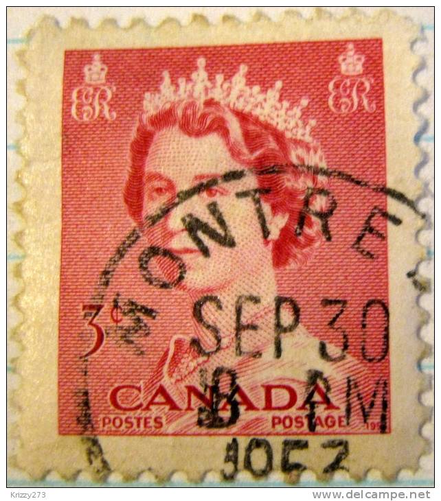 Canada 1953 Queen Elizabeth II 3c - Used - Gebraucht