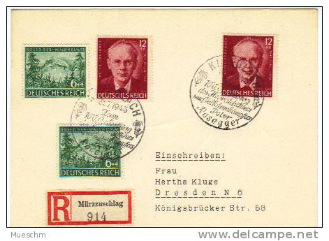 Österreich , 1943, 100.Geb.v. Rosegger - Mi.855+856  2x Auf Adresskarton-Reko Mit Sonderstempel U.Rekozettel (8966W) - Briefe U. Dokumente