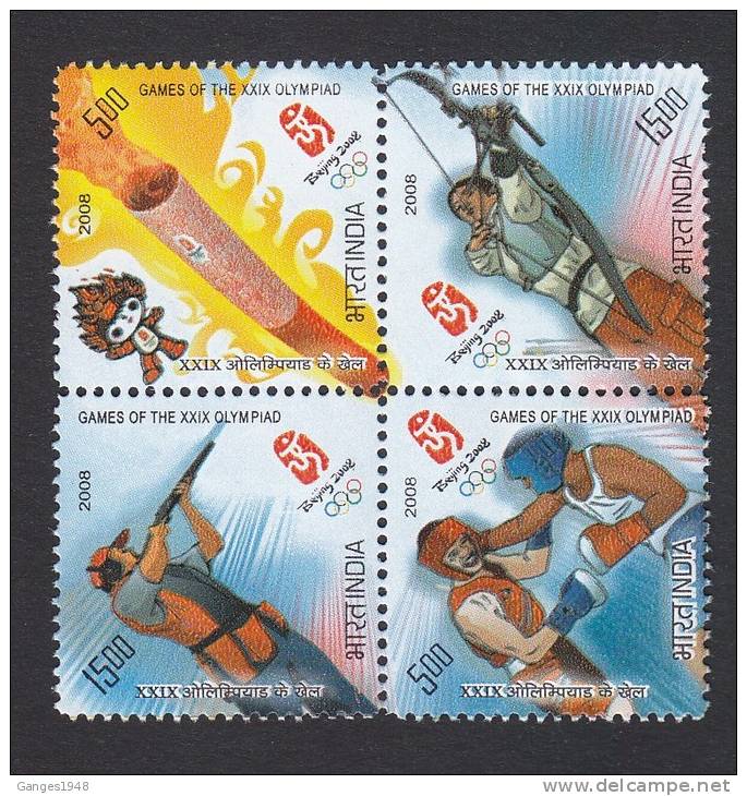 India 2008 - 40oo   FBEIJING OLYMPIC GAMES  4v # 20972 S Inde Indien - Ungebraucht