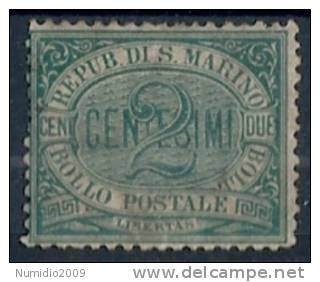 1877-90 SAN MARINO CIFRA 2 CENT MH * - RR9296 - Neufs