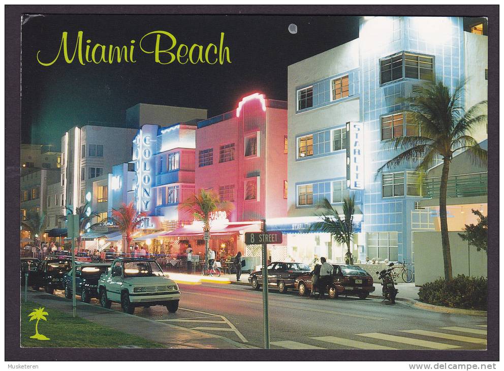 United States Fl - Miami Beach Art Deco District 8 Street By Night - Miami Beach