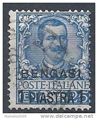 1901 BENGASI USATO 1 PI SU 25 CENT - RR9304 - Bureaux D'Europe & D'Asie