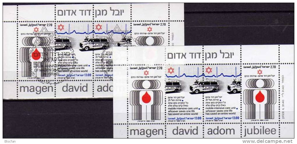 Rotes Kreuz 1980 Israel Block 19 ** Plus O 6€ Blutspende Kardiogramm Ambulanz-Wagen Bloc Medica Sheet Of Asia - Oblitérés (sans Tabs)