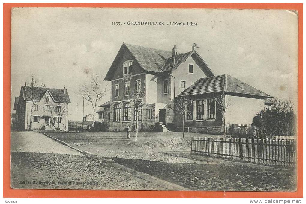 L032, Grandvillars, L'Ecole Libre, 1137 , Circulée 1915 Sous Enveloppe - Franche-Comté