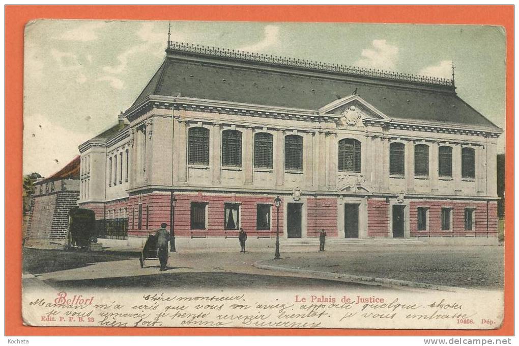 L035, Belfort, Palais De Justice, Précurseur , Circulée 1905 , Trou De Punaise - Franche-Comté