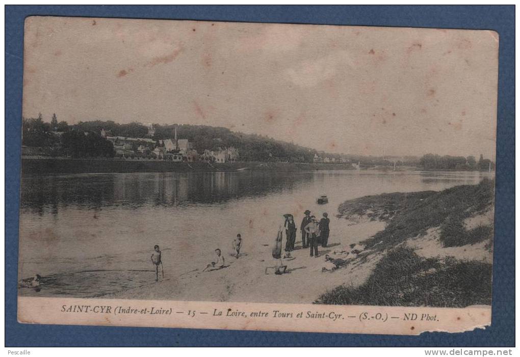 37 INDRE ET LOIRE - CP ANIMEE SAINT CYR - LA LOIRE ENTRE TOURS ET SAINT CYR - S-O - ND PHOT. N°15 - 1916 - Saint-Cyr-sur-Loire