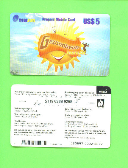 SURINAME - Remote Phonecard As Scan - Surinam