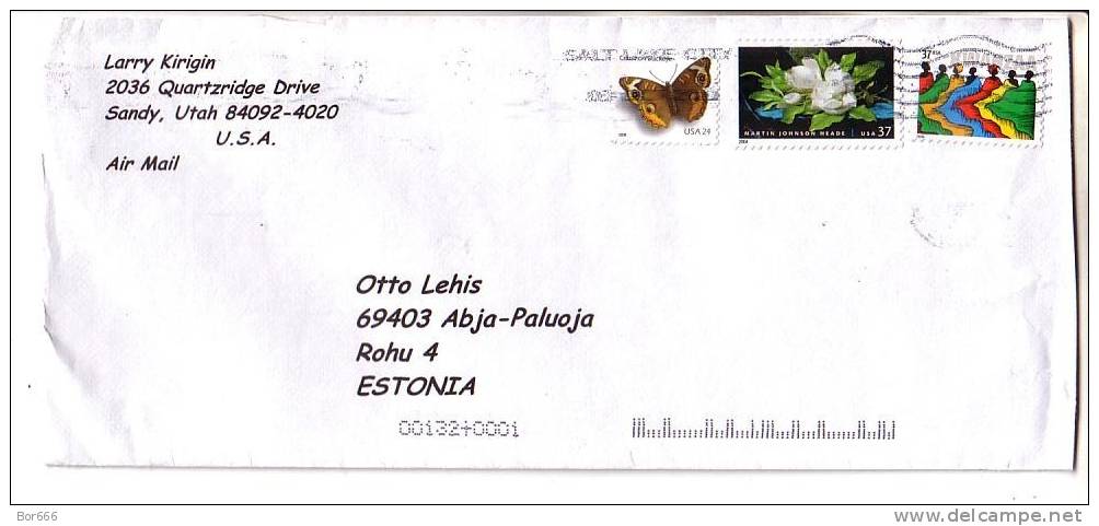 GOOD USA Postal Cover To ESTONIA 2011 - Good Stamped: Flowers ; Butterfly - Briefe U. Dokumente