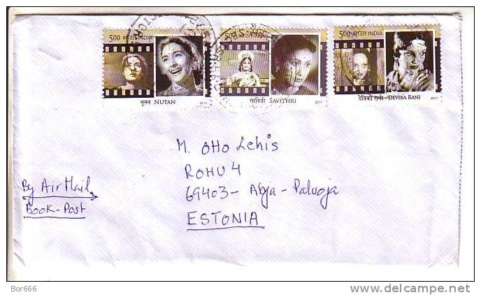 GOOD INDIA Postal Cover To ESTONIA 2011 - Good Stamped: Movie Stars - Lettres & Documents