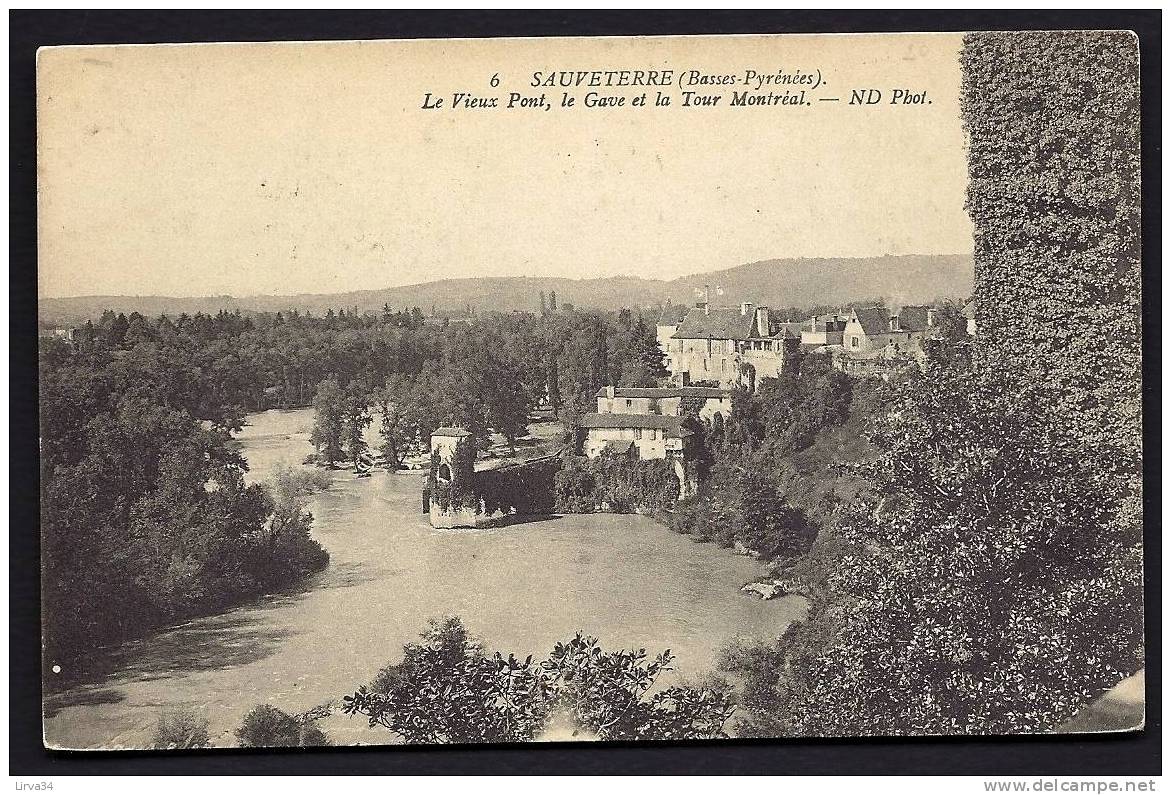 CPA  ANCIENNE- FRANCE- SAUVETERRE-DE-BEARN (64)- LE VIEUX PONT ET LA TOUR MONTREAL- - Sauveterre De Bearn