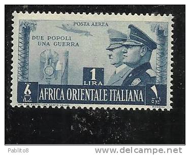 AFRICA ORIENTALE ITALIANA AOI 1941 ASSE ITALO-TEDESCA  AEREA  LIRE 1 MNH - Italian Eastern Africa
