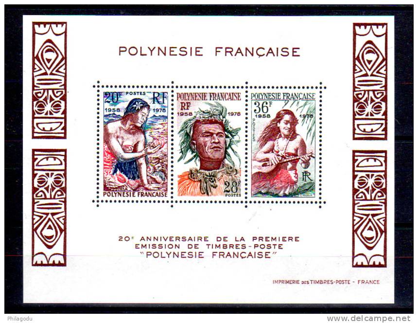 20e An Du 1er Timbre « Polynésie Française », Bf 4**, Cote 18,50 € - Altri & Non Classificati