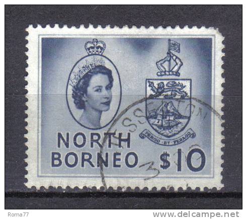 AP279 - BORNEO DEL NORD , Yvert N. 310  Used. Un Angolo Arrotondato - Noord Borneo (...-1963)
