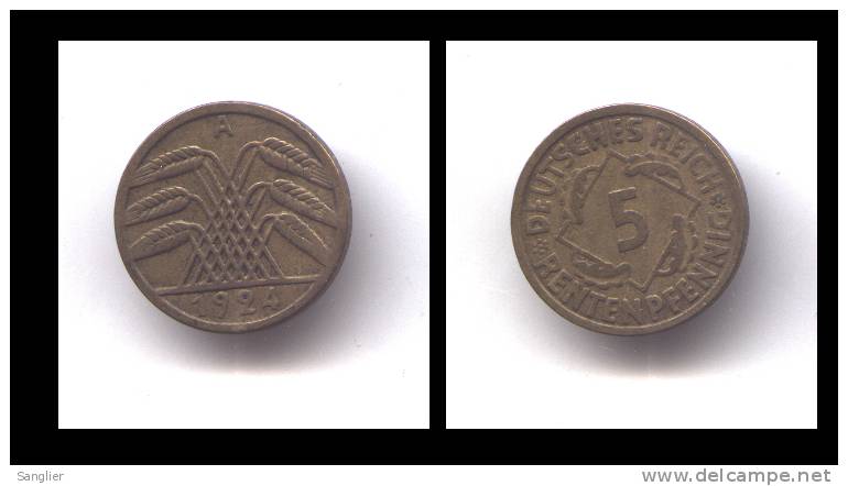 5 RETENPFENNIG 1924 A - 5 Renten- & 5 Reichspfennig