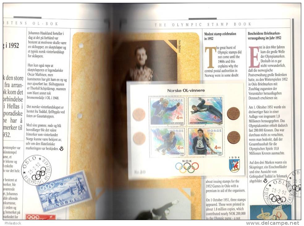 NORVEGE 1994 ** tous les timbres & blocs JO d´Hiver dans un livre officiel des Postes avec reliure