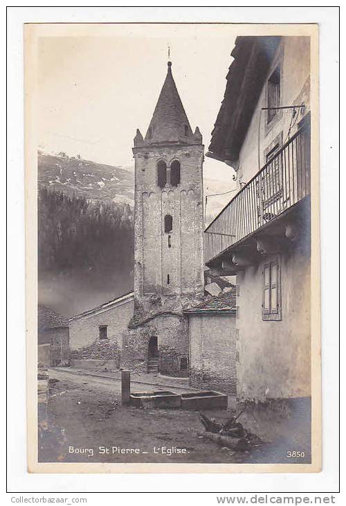 [W873] Switzerland Helvetia Bourg ST Pierre Medieval Church - Artistic Antique Ca 1900 Real Photo Postcard - Bourg-Saint-Pierre 