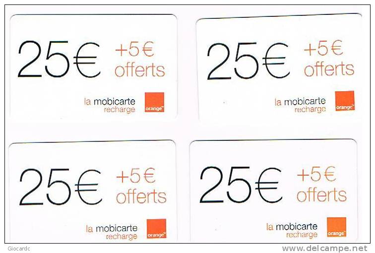 FRANCIA (FRANCE) - ORANGE  (GSM RECHARGE) - LOT OF 4 DIFFERENT    - USED°  -  RIF. 5465 - Per Cellulari (ricariche)