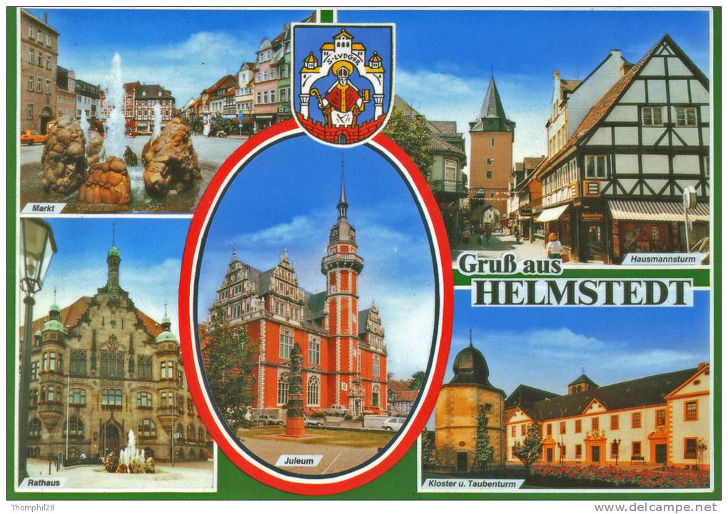 Gruss Aus HELMSTEDT - Markt / Rathaus / Hausmannsturm / Kloster U. Taubenturm / Juleum - Circulée En 1992 - Helmstedt