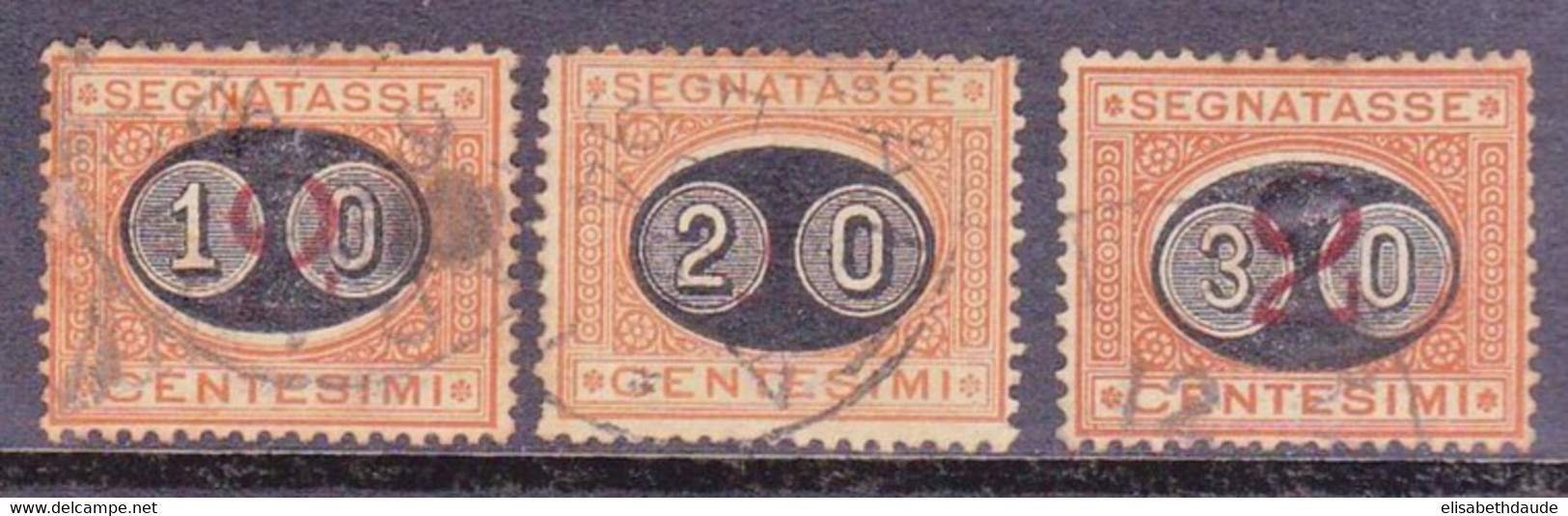 ITALIE - 1890 - YVERT N°22/24 OBLITERES - TAXE - COTE = 57 EUROS - Usati