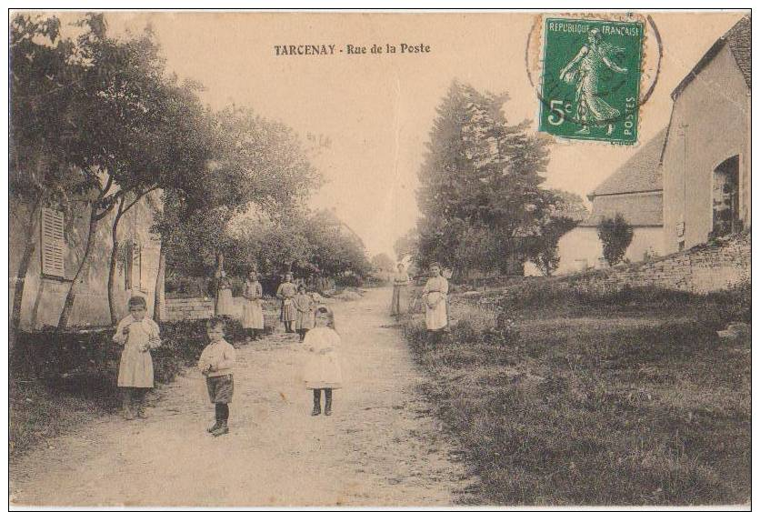 CPA 25 TARCENAY Rue De La Poste Enfants Animation 1908 - Autres & Non Classés