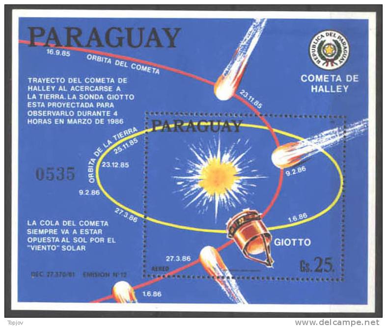 PARAGUAY - HALLEY´S COMET - SPACE - GIOTTO 1986 - ** MNH - USA